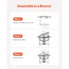 imageVEVOR Chafing Dish Buffet Set 5 Qt 4 Pack Stainless Steel Chafer with Full Size Pan Round Catering Warmer Server with Lid Water Pan Stand Fuel Holder Cover Holder Spoon for at Least 6 People EachRose Gold