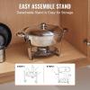 imageVEVOR Chafing Dish Buffet Set 5 Qt 4 Pack Stainless Steel Chafer with Full Size Pan Round Catering Warmer Server with Lid Water Pan Stand Fuel Holder Cover Holder Spoon for at Least 6 People EachSilverWhite