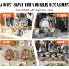 imageVEVOR Chafing Dish Buffet Set 5 Qt 4 Pack Stainless Steel Chafer with Full Size Pan Round Catering Warmer Server with Lid Water Pan Stand Fuel Holder Cover Holder Spoon for at Least 6 People EachSilverWhite