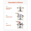 imageVEVOR Chafing Dish Buffet Set 5 Qt 4 Pack Stainless Steel Chafer with Full Size Pan Round Catering Warmer Server with Lid Water Pan Stand Fuel Holder Cover Holder Spoon for at Least 6 People EachGold