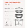 imageVEVOR Chafing Dish Buffet Set 5 Qt 4 Pack Stainless Steel Chafer with Full Size Pan Round Catering Warmer Server with Lid Water Pan Stand Fuel Holder Cover Holder Spoon for at Least 6 People EachSilver