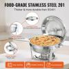 imageVEVOR Chafing Dish Buffet Set 5 Qt 4 Pack Stainless Steel Chafer with Full Size Pan Round Catering Warmer Server with Lid Water Pan Stand Fuel Holder Cover Holder Spoon for at Least 6 People EachSilverWhite