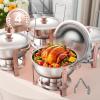 imageVEVOR Chafing Dish Buffet Set 5 Qt 4 Pack Stainless Steel Chafer with Full Size Pan Round Catering Warmer Server with Lid Water Pan Stand Fuel Holder Cover Holder Spoon for at Least 6 People EachRose Gold
