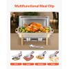 imageVEVOR Chafing Dish Buffet Set 8 Qt 2 Pack Stainless Steel Chafer with 2 Full Size Pans Rectangle Catering Warmer Server with Glass Lid Water Pan Folding Stand Fuel Holder for Wedding Party BanquetGold