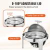 imageVEVOR Chafing Dish Buffet Set 8 Qt 2 Pack Stainless Steel Chafer with 2 Full Size Pans Rectangle Catering Warmer Server with Glass Lid Water Pan Folding Stand Fuel Holder for Wedding Party BanquetSilver