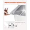 imageVEVOR Chafing Dish Buffet Set 8 Qt 2 Pack Stainless Steel Chafer with 2 Full Size Pans Rectangle Catering Warmer Server with Glass Lid Water Pan Folding Stand Fuel Holder for Wedding Party BanquetSilver