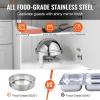 imageVEVOR Chafing Dish Buffet Set 8 Qt 2 Pack Stainless Steel Chafer with 2 Full Size Pans Rectangle Catering Warmer Server with Glass Lid Water Pan Folding Stand Fuel Holder for Wedding Party BanquetSilver