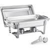 imageVEVOR Chafing Dish Buffet Set 8 Qt 2 Pack Stainless Steel Chafer with 2 Full Size Pans Rectangle Catering Warmer Server with Glass Lid Water Pan Folding Stand Fuel Holder for Wedding Party BanquetSilver
