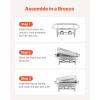 imageVEVOR Chafing Dish Buffet Set 8 Qt 2 Pack Stainless Steel Chafer with 2 Full Size Pans Rectangle Catering Warmer Server with Glass Lid Water Pan Folding Stand Fuel Holder for Wedding Party BanquetSilver