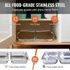 imageVEVOR Chafing Dish Buffet Set 8 Qt 2 Pack Stainless Steel Chafer with 2 Full Size Pans Rectangle Catering Warmer Server with Glass Lid Water Pan Folding Stand Fuel Holder for Wedding Party BanquetSilver
