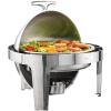 imageVEVOR Chafing Dish Buffet Set 8 Qt 2 Pack Stainless Steel Chafer with 2 Full Size Pans Rectangle Catering Warmer Server with Glass Lid Water Pan Folding Stand Fuel Holder for Wedding Party BanquetSilver