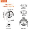 imageVEVOR Chafing Dish Buffet Set 8 Qt 2 Pack Stainless Steel Chafer with 2 Full Size Pans Rectangle Catering Warmer Server with Glass Lid Water Pan Folding Stand Fuel Holder for Wedding Party BanquetSilver