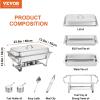 imageVEVOR Chafing Dish Buffet Set 8 Qt 2 Pack Stainless Steel Chafer with 2 Full Size Pans Rectangle Catering Warmer Server with Glass Lid Water Pan Folding Stand Fuel Holder for Wedding Party BanquetSilver