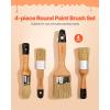 imageVEVOR Chalk Wax Paint Brush 4 Piece Wax Paint Brush Stain Brushes for Furniture Acrylic PaintingMilk PaintHome Decor Natural Bristle Round Oval Chalk Paint Brushes for All Painting and Waxing4 PCS