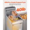 imageVEVOR Commercial Deep Fryer 3Burner Fryer for Restaurants Stainless Steel Floor Standing Deep Fryers with Dual Baskets and Adjustable Temperature Natural Gas Powered 40 lbs Capacity 90000 BTUPropane Powered