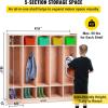 imageVEVOR Cubby Mobile Tray Storage Cabinet 20Compartment Cubby Storage Shelf Cubby Storage Cabinet 4 x 5 Classroom Cubbies Classroom Furniture for Home Daycare and Preschool Natural5Section