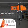 imageVEVOR Electric Chain Hoist 2200 lbs Load Capacity 10 ft Lifting Height 120V Single Phase Overhead Crane with Chain 10 ft Wired Remote Control for Garage Shop Hotel and HomeOrange  Black