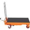 imageVEVOR Electric Lift Table 330 lbs Capacity Single Scissor Lift Table 828 in Height Adjustable Lifting Platform Coffee Table Lift with 4 Wheels for Material Handling and Transportation BlackOrange