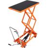 imageVEVOR Electric Lift Table 330 lbs Capacity Single Scissor Lift Table 828 in Height Adjustable Lifting Platform Coffee Table Lift with 4 Wheels for Material Handling and Transportation BlackOrange