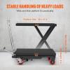 imageVEVOR Electric Lift Table 330 lbs Capacity Single Scissor Lift Table 828 in Height Adjustable Lifting Platform Coffee Table Lift with 4 Wheels for Material Handling and Transportation BlackBlack