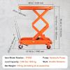 imageVEVOR Electric Lift Table 330 lbs Capacity Single Scissor Lift Table 828 in Height Adjustable Lifting Platform Coffee Table Lift with 4 Wheels for Material Handling and Transportation BlackOrange