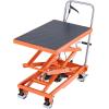 imageVEVOR Electric Lift Table 330 lbs Capacity Single Scissor Lift Table 828 in Height Adjustable Lifting Platform Coffee Table Lift with 4 Wheels for Material Handling and Transportation BlackOrange