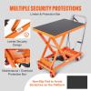 imageVEVOR Electric Lift Table 330 lbs Capacity Single Scissor Lift Table 828 in Height Adjustable Lifting Platform Coffee Table Lift with 4 Wheels for Material Handling and Transportation BlackOrange