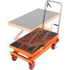 imageVEVOR Electric Lift Table 330 lbs Capacity Single Scissor Lift Table 828 in Height Adjustable Lifting Platform Coffee Table Lift with 4 Wheels for Material Handling and Transportation BlackOrange