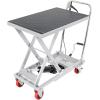 imageVEVOR Electric Lift Table 330 lbs Capacity Single Scissor Lift Table 828 in Height Adjustable Lifting Platform Coffee Table Lift with 4 Wheels for Material Handling and Transportation BlackGray