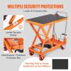 imageVEVOR Electric Lift Table 330 lbs Capacity Single Scissor Lift Table 828 in Height Adjustable Lifting Platform Coffee Table Lift with 4 Wheels for Material Handling and Transportation BlackOrange