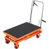 imageVEVOR Electric Lift Table 330 lbs Capacity Single Scissor Lift Table 828 in Height Adjustable Lifting Platform Coffee Table Lift with 4 Wheels for Material Handling and Transportation BlackOrange