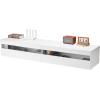 imageVEVOR Floating TV Stand 71 in Wall Mount Entertainment Center with Power Outlet ampamp LED Lights Modern Floating TV Shelf with Semi Door Storage Cabinet for DVD Player Cable Box Game Console BlackWhite