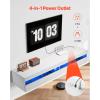 imageVEVOR Floating TV Stand 71 in Wall Mount Entertainment Center with Power Outlet ampamp LED Lights Modern Floating TV Shelf with Semi Door Storage Cabinet for DVD Player Cable Box Game Console BlackWhite