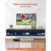 imageVEVOR Floating TV Stand 71 in Wall Mount Entertainment Center with Power Outlet ampamp LED Lights Modern Floating TV Shelf with Semi Door Storage Cabinet for DVD Player Cable Box Game Console BlackBlack