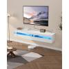 imageVEVOR Floating TV Stand 71 in Wall Mount Entertainment Center with Power Outlet ampamp LED Lights Modern Floating TV Shelf with Semi Door Storage Cabinet for DVD Player Cable Box Game Console BlackWhite