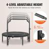 imageVEVOR Foldable Mini Trampoline 40 Inch Fitness Rebounder Max Load 330lbs Exercise Trampoline Stable ampamp Quiet Trampoline with 4 Level Height Adjustable Foam Handle for Adults IndoorGarden Workout40 Round Springs Handle