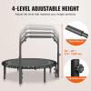 imageVEVOR Foldable Mini Trampoline 51 Inch Fitness Rebounder Max Load 450lbs Exercise Trampoline Stable ampamp Quiet Trampoline with 4 Level Height Adjustable Foam Handle for Adults IndoorGarden Workout48 Round Bungee cords Handle