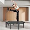 imageVEVOR Foldable Mini Trampoline 51 Inch Fitness Rebounder Max Load 450lbs Exercise Trampoline Stable ampamp Quiet Trampoline with 4 Level Height Adjustable Foam Handle for Adults IndoorGarden Workout48 Round Bungee cords Handle
