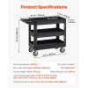 imageVEVOR Foldable Utility Service Cart 165LBS 3 Shelf Heavy Duty Plastic Rolling Cart with 360 Swivel Wheels 2 with Brakes Ergonomic Handle Portable Garage Tool Cart for Warehouse Office Home3 Tier550LBS