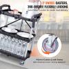 imageVEVOR Foldable Utility Service Cart 165LBS 3 Shelf Heavy Duty Plastic Rolling Cart with 360 Swivel Wheels 2 with Brakes Ergonomic Handle Portable Garage Tool Cart for Warehouse Office HomeFoldable165LBS