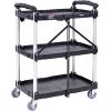 imageVEVOR Foldable Utility Service Cart 165LBS 3 Shelf Heavy Duty Plastic Rolling Cart with 360 Swivel Wheels 2 with Brakes Ergonomic Handle Portable Garage Tool Cart for Warehouse Office HomeFoldable165LBS