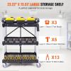 imageVEVOR Foldable Utility Service Cart 165LBS 3 Shelf Heavy Duty Plastic Rolling Cart with 360 Swivel Wheels 2 with Brakes Ergonomic Handle Portable Garage Tool Cart for Warehouse Office HomeFoldable165LBS