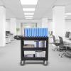 imageVEVOR Foldable Utility Service Cart 165LBS 3 Shelf Heavy Duty Plastic Rolling Cart with 360 Swivel Wheels 2 with Brakes Ergonomic Handle Portable Garage Tool Cart for Warehouse Office Home3 Tier550LBS