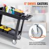 imageVEVOR Foldable Utility Service Cart 165LBS 3 Shelf Heavy Duty Plastic Rolling Cart with 360 Swivel Wheels 2 with Brakes Ergonomic Handle Portable Garage Tool Cart for Warehouse Office Home2 Tier550LBS