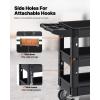 imageVEVOR Foldable Utility Service Cart 165LBS 3 Shelf Heavy Duty Plastic Rolling Cart with 360 Swivel Wheels 2 with Brakes Ergonomic Handle Portable Garage Tool Cart for Warehouse Office Home3 Tier550LBS
