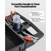 imageVEVOR Foldable Utility Service Cart 165LBS 3 Shelf Heavy Duty Plastic Rolling Cart with 360 Swivel Wheels 2 with Brakes Ergonomic Handle Portable Garage Tool Cart for Warehouse Office Home3 Tier550LBS