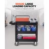 imageVEVOR Foldable Utility Service Cart 165LBS 3 Shelf Heavy Duty Plastic Rolling Cart with 360 Swivel Wheels 2 with Brakes Ergonomic Handle Portable Garage Tool Cart for Warehouse Office Home3 Tier550LBS