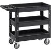 imageVEVOR Foldable Utility Service Cart 165LBS 3 Shelf Heavy Duty Plastic Rolling Cart with 360 Swivel Wheels 2 with Brakes Ergonomic Handle Portable Garage Tool Cart for Warehouse Office Home3 Tier550LBS