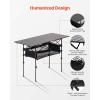 imageVEVOR Folding Camping Table Portable Roll Up Side Tables Lightweight Aluminum Beach Table with Adjustable Height for Outdoor BBQ Tailgating Picnic Travel 47 inchBlack