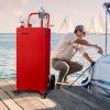 imageVEVOR Fuel Caddy 35 Gallon Gas Storage Tank on 4 Wheels with Manual Transfer Pump Gasoline Diesel Fuel Container for Cars Lawn Mowers ATVs Boats More YellowRed